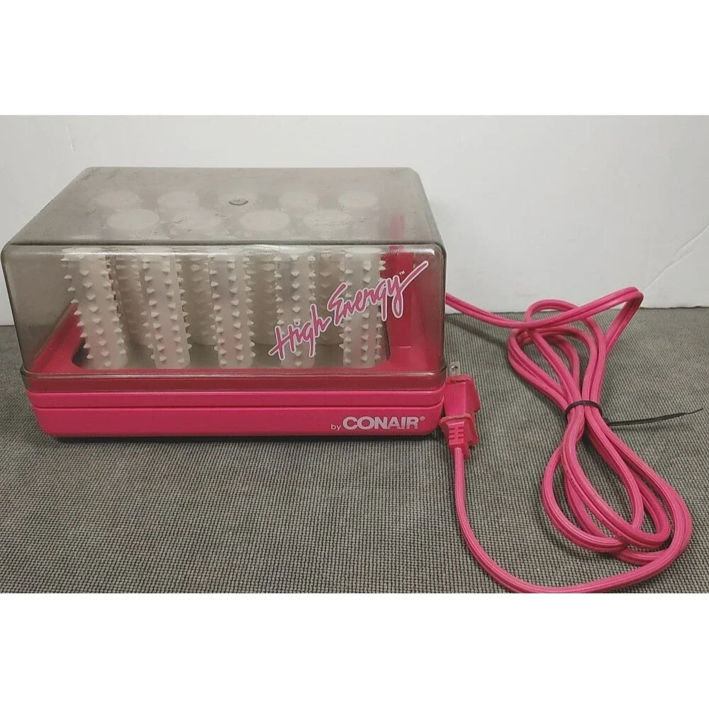 VTG CONAIR HOT ROLLERS HIGH ENERGY w/ Clips HOT PINK Beauty Pageant Model 401